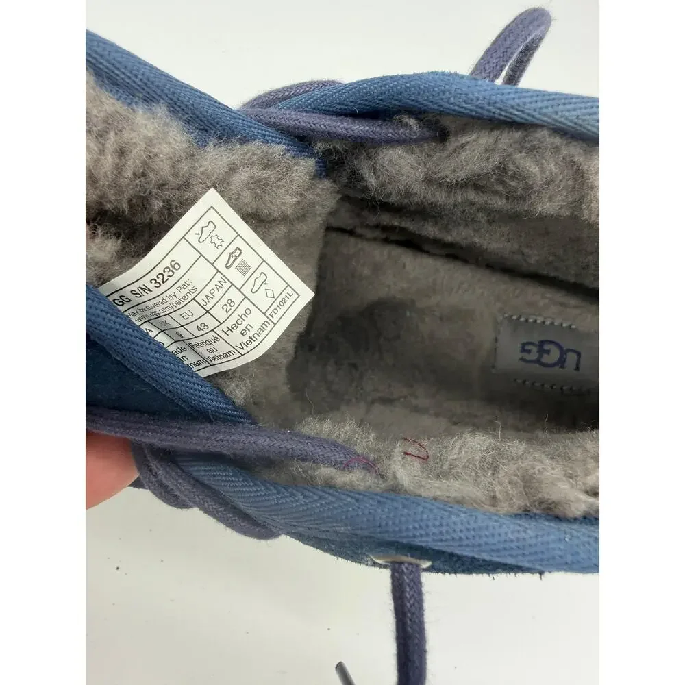 UGG Boots Mens Size 10 Blue Suede Chukka Wool Lined Ankle Winter Casual